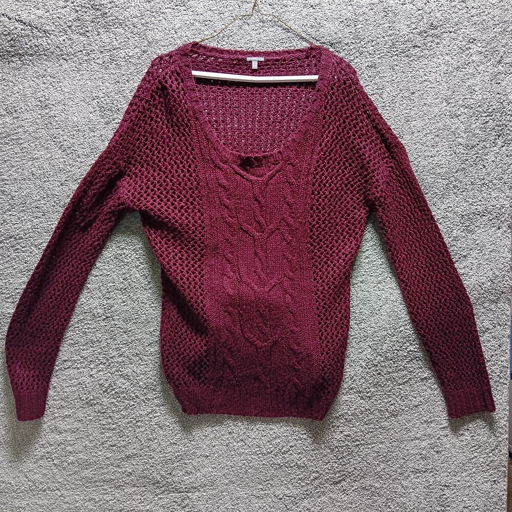 Charlotte Russe Knit Sweater Burgundy Large Style Women’s Pullover Boho Chic